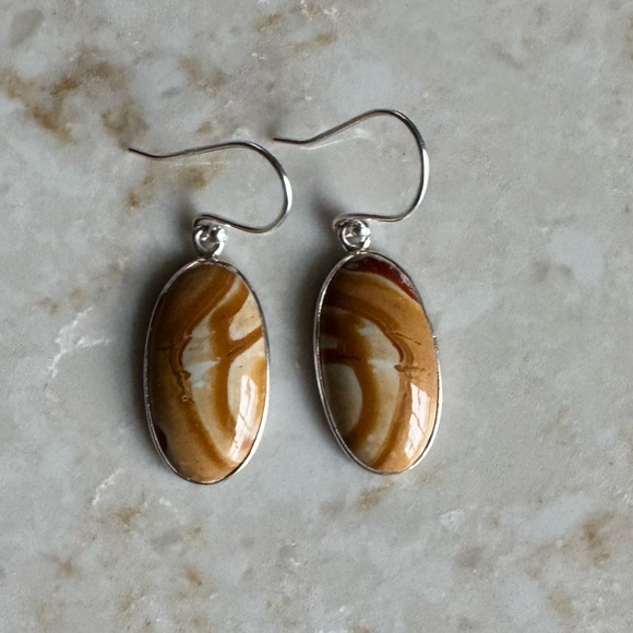 NWOT Sundance Desert Halo Earrings Snakeskin Jasper Sterling Silver